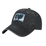 WHJSSF Berretto da baseball classico nero in denim lavato libro montagna gufo modello cappello regolabile in cotone per uomini e donne