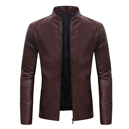 Veste coupe-vent en cuir PU pour homme manches longues keusyoi blouson décontracté M
