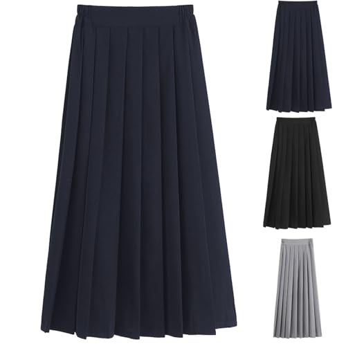 Girls Pleated Maxi Skirt Elastic Waist A-Line Classic Uniform School Skirts for 11-18 Years2