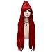 40" Straight Red Cosplay wig + 1 Clip On Ponytail -- Pandora Hearts Sharon Reinzuwasu