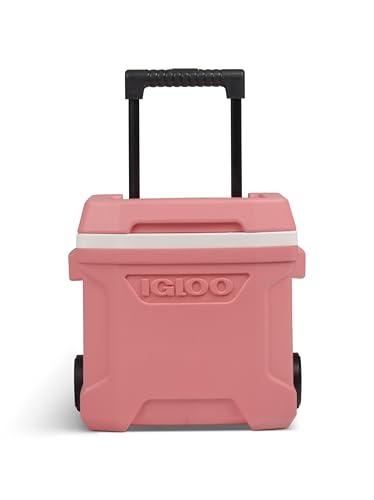 Igloo Profile II 16 Qt Roller Cooler | Insulated Wheeled Ice Chest | Flamingo Pink
