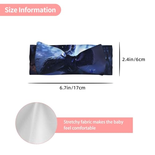 Owl at night Bow headband, children's elastic bow hair accessories, 0-6 months, hair bows for newborns, infants, toddlers3