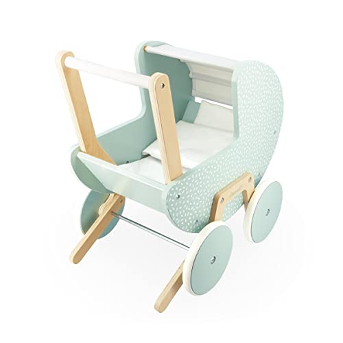 Janod - Zen Puppenwagen aus FSC-Holz - Rollenspielzeug - Kinderwagen für Puppen - Mit Kissen und Decke - Ab 18 Monaten, J05900 – Bild 3