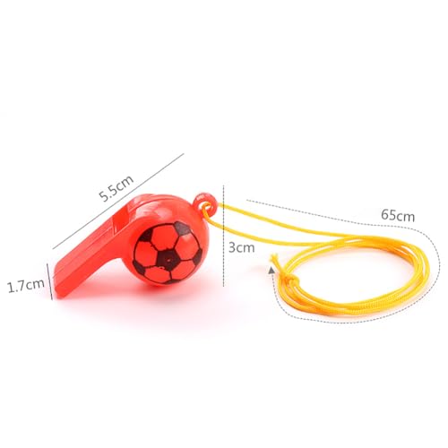 50 silbatos de plástico de colores para fútbol con cuerda miniatura 4