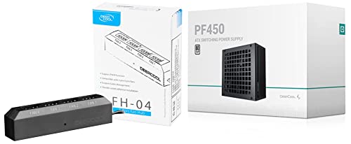 Image of Deepcool PF450, 450 Watt, 80 Plus Standard Power Supply /PSU for Gaming PC -Black - R-PF450D-HA0B & DEEPCOOL Fan Hub Control 4PWM Fan Speed Supports Fan with 3Pin /4Pin Cooling FH-04