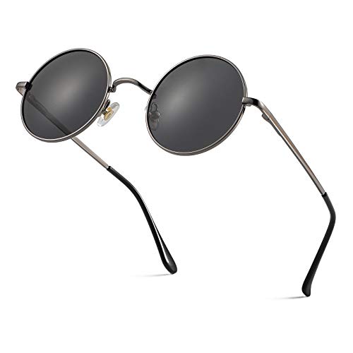 Image of Retro Small Round Polarized Sunglasses for Men Women Circle Hippie Style Sun Glasses