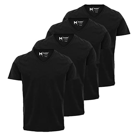 Kit 4 Camisetas Masculinas Slim Gola V Algodão Premium (GG, 4X PRETO)