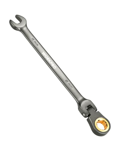 WORKPRO 8 mm Flex-Head Ratcheting Combination Wrench Nickel Plating
