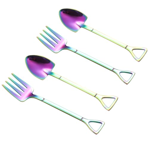 VERDANVERSE 4個 ステンレス製デザートスプーン 丸みのあるエッジで アイスクリームやコーヒーに キッチンやカフェ向け 多用途かき混ぜスプーン