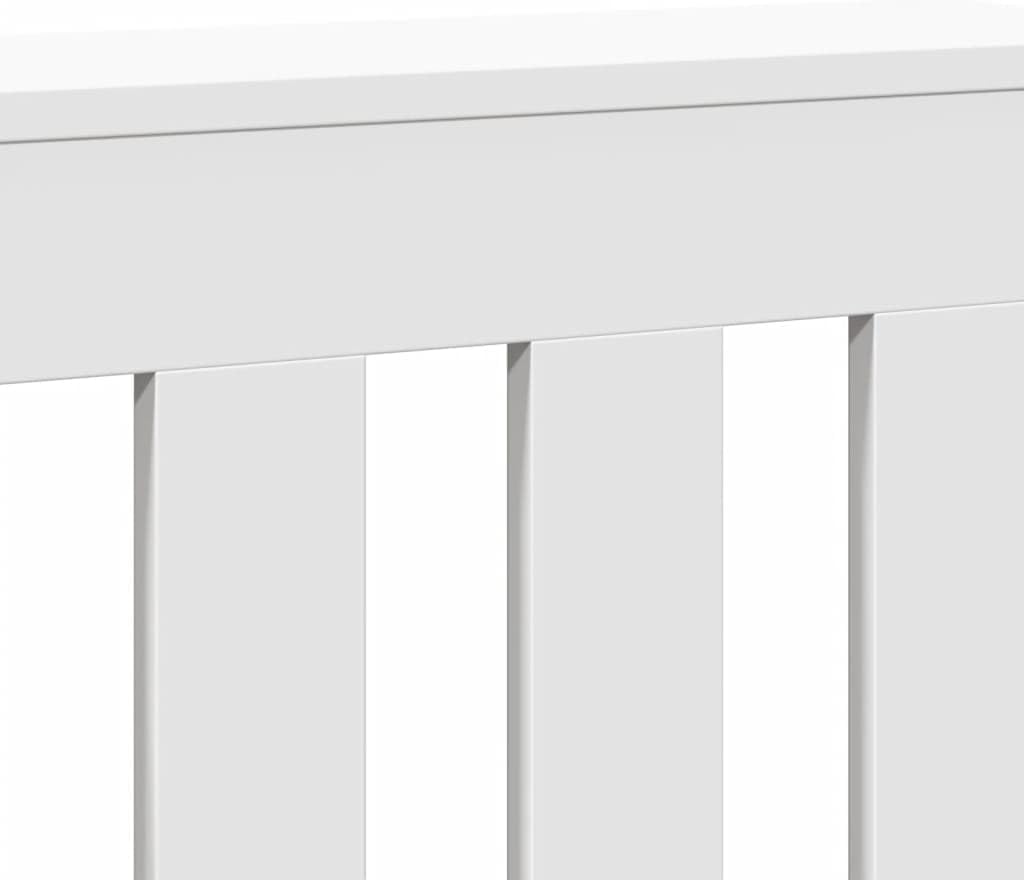 White Engineered Wood Radiator Cover Cabinet 30.7x7.9x32.3 Inches with Shelf, Modern Slatted Design for Living Room, Durable and Easy Clean Surface, Stable Moisture Resistant