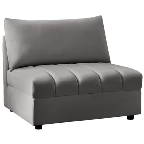 Sillón Modular Terciopelo Gris Sin Brazo miniatura 3
