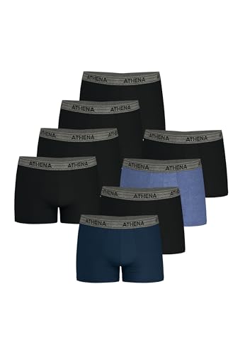 Athena - Lot de 8 Boxers Homme Ecopack - Boxers Coton Stretch Respirant - Label Oeko-TEX® Standard 100 - Coupe Ergonomique, Doublure Avant, Confort et Maintien