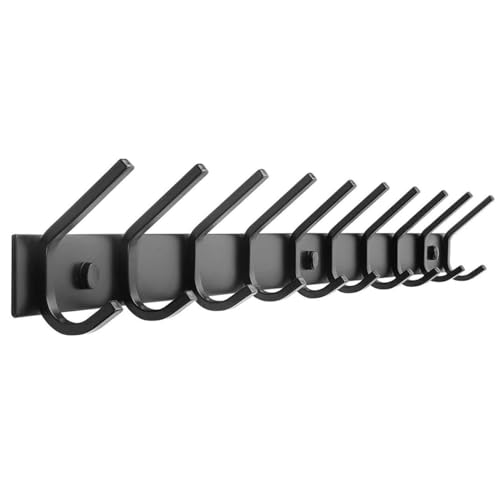 TOJ Living Wandgarderobe - 78CM - 20 Haken - Kleiderhaken - Garderobenhaken - Kleiderhaken wand - Wandgarderobe schwarz - Garderobenstange wandmontage - Wandhaken garderobe - Edelstahl - Schwarz