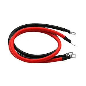 2 AWG Gauge Red + Black Pure Copper Battery Cables Power Inverter Wire Set for Solar, RV, Car, Boat, Automotive, Marine, Motorcycle with 5/16 in Lugs (2PCS, 4ft)