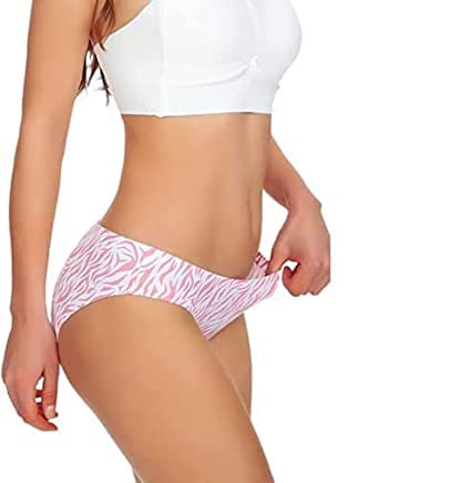 Image of Women Seamless Underwear Invisible Bikini No Show Nylon Spandex Women Panties Printed Assorted Colour Pack of 4