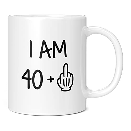 Mug Monster,Tasse d'anniversaire 41 ans avec inscription « I am 40 + 1, cadeau pour 41 ans », tasse extra large et géante disponible, tasse blanche de 325 ml Cover