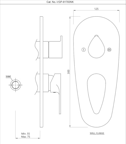 Image of Jaquar Aquamax Shower Mixer Set | Single Lever Exposed Part Kit + Concealed Body | 3-Way Diverter | Chrome Finish | Wall Mounted Bathroom Fitting Combo