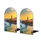 Sujetalibros de madera Sunset In Barcelona: están hechos de madera de haya de alta calidad con una base de metal resistente. El material grueso añade un toque natural a tu escritorio.