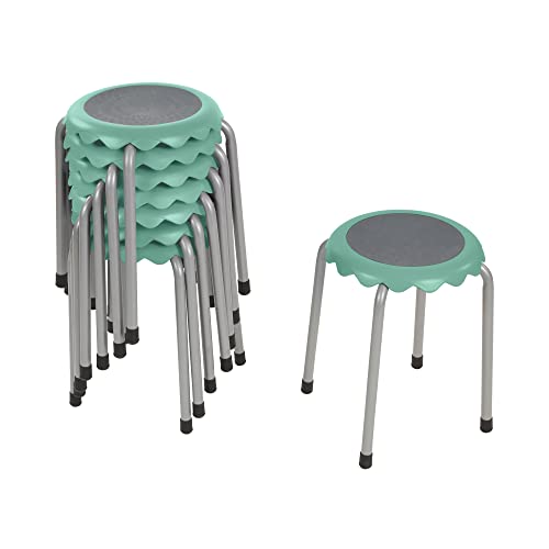 Image of ECR4Kids Daisy Stackable Stool Set, Flexible Seating, Seafoam, 8-Piece