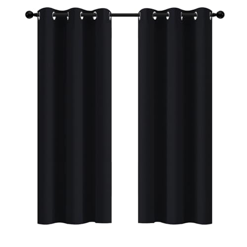 Yakamok 72 Inch Long Blackout Curtains for Bedroom, Thermal Insulated Room Darkening Black Curtains, Light Blocking Blackout Drapes for Living Room- 2 Panels, 42 Inch Width