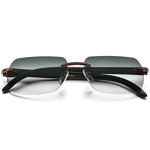 Image of HEPIDEM 100% Really Buffalo Horn Handmade Sun Glasses Square Rimless Luxury BUffs Sunglasses 0816