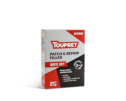 Toupret Patch & Repair Filler Quick Dry - Fast Drying Interior Wall & Ceiling Filler for Cracks, Holes & Damage - Easy Sand, Crack Resistant, Paintable - 2kg