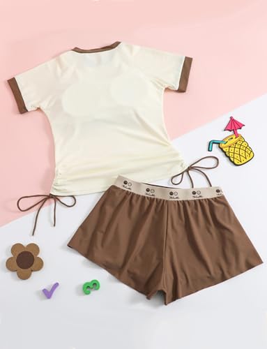 SEAUR Girls Short Sleeve Rash Guard with Beach Shorts Two Piece Swimsuits Kids Sun Protection Bathing Suits Sport Swimwear3