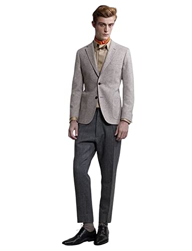 Costume en Tweed Gris Homme 2 Pièces Veste Pantalon Élégant et Confort