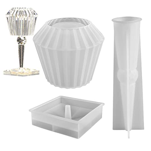 Juego de moldes de silicona de resina ligera y película luminosa, moldes de silicona elegantes para decoración de escritorio, lámparas de mesa, velas de mesa, decoración del hogar Cover