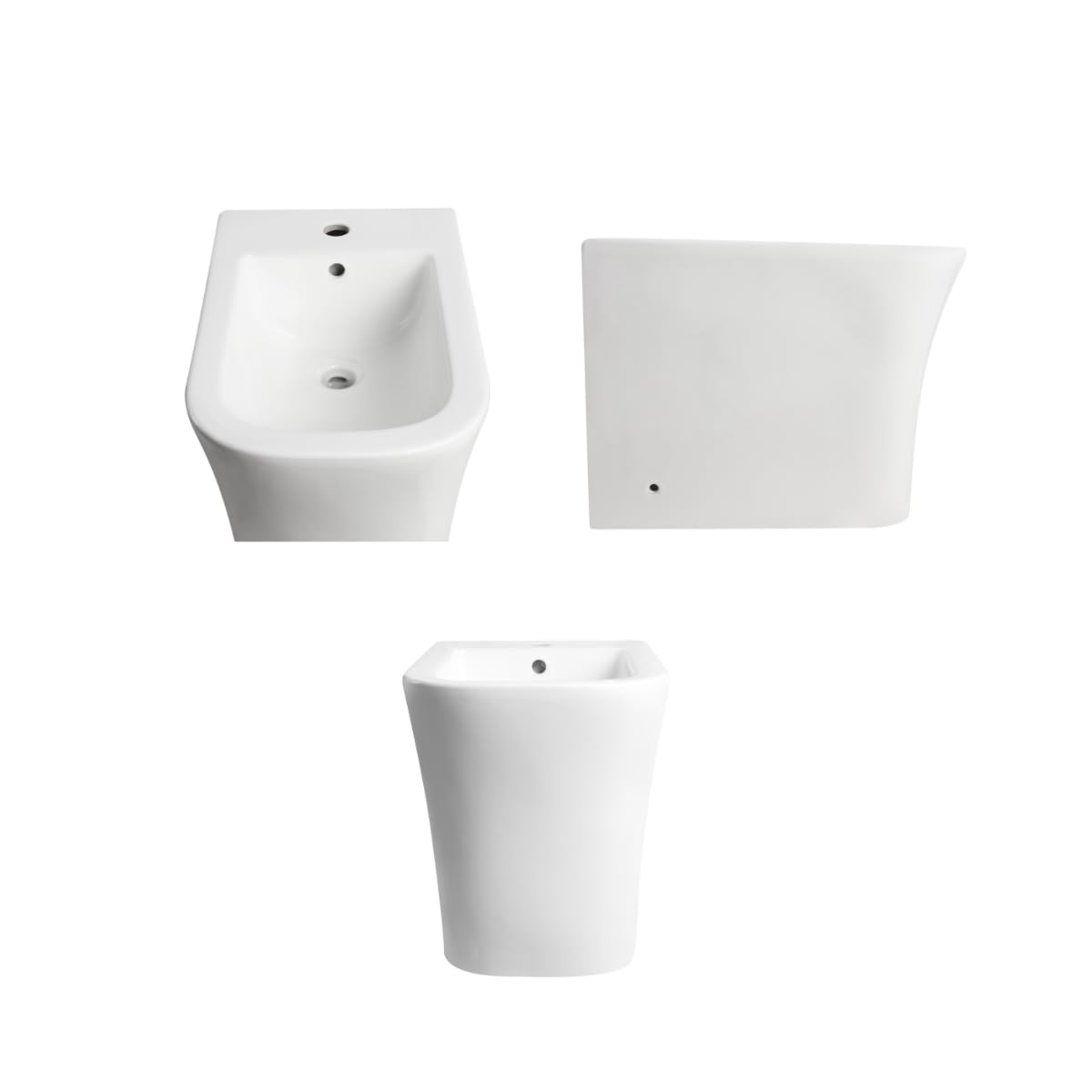 Wc Inodoro Completo Compacto Adosado a Pared Cuadrado con Sistema Rimless | Wc Completo con Salida Dual y Asiento Amortiguado + Bide