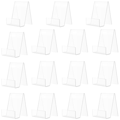 15 soportes de acrílico para libros PINGEUI transparentes de 7,5x9x10,5 cm