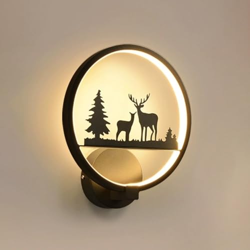 Aplique de pared de anillo negro LED para pasillos oscuros y espacios reducidos