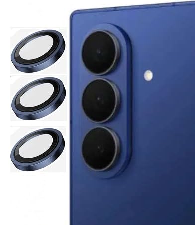 Image of Upgraded Camera Lens Frame Glass for Samsung Galaxy Z Fold 7 5G Camera Lens Protector and Aluminum Alloy Rings - Blue, 3Pack