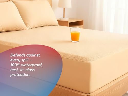 Image of Sleepwell Shield Mattress Protector | Terry Fabric | 100% Waterproof Protection | Elastic Corners | Neem Fresche | Breathable | Hypoallergenic | Machine Washable | Long Lasting Freshness | 72 x 36