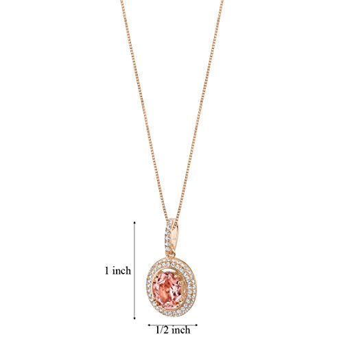 PEORA Simulated Morganite Pendant Necklace for Women 925 Rose Gold-tone Sterling Silver, Harmony Solitaire, Large 3.75 Carats Oval Shape 10x8mm, with 18 inch Chain - Image 3