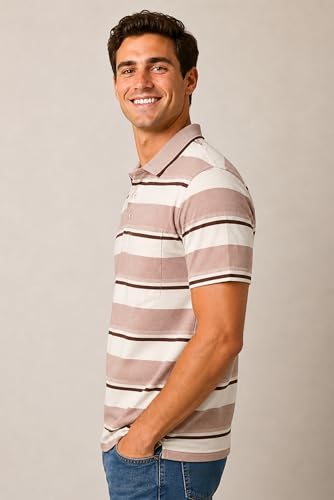Image of SANE ORIGINALS Half Sleeve Polo T-Shirt for Men with Pocket || Stripe Collar and Pocket T-Shirt for Men Half Sleeves