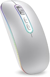 CimeTech Bluetooth Mouse Wireless (Bluetooth 5.1 + USB 2,4 GHz) LED Dual Tryb- Naładowane optyczne mysz radia biurowa dla laptopa MacBooka Air Pro, iPad, komputer, komputer