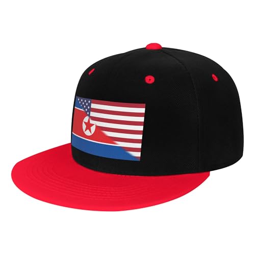 American Flag and North Korean Flag Children's Flat Brimmed Hip-hop Hat Flat Eave Sunscreen Duckbill Cap Headgear