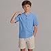 Kids Lightweight Linen Henley Shirts Short Sleeve Casual Summer Top Loose Travel Beach Tees for 5-15 Years