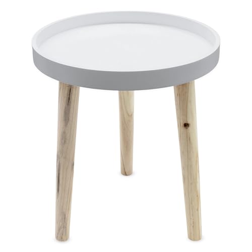 Deko Holz Tisch 36x30 cm - weiß - Kleiner Beistelltisch Couchtisch Sofatisch