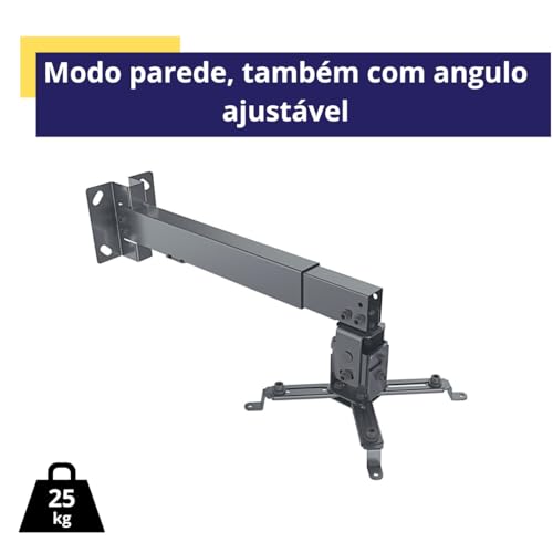 Suporte Teto/Parede Projetor Multimidia Com Extensor Regulagem de 43 á 63cm Com Ajuste de Ângulo (Br