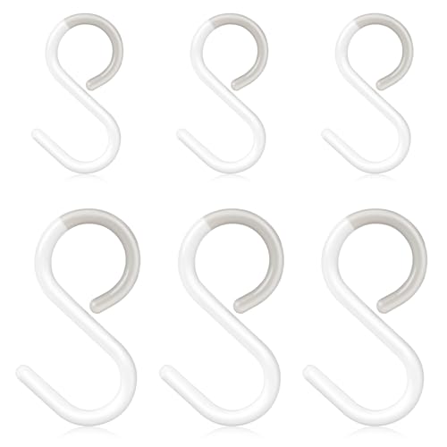 KALIONE 6 Pcs Flexible Neck Plastic S Hooks - Quiet, Rust-Free, Ideal for Hanging Clothes, Cookware, Tableware, Hats, Towels