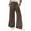 Womens Casual Wide Leg Sweatpants Acid Wash Elastic Waisted Palazzo Pants Trousers with Pockets