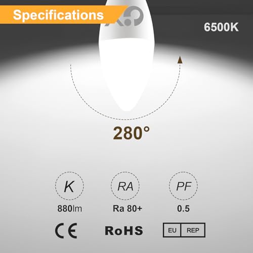 Bombilla LED E14 C37 para lámparas de salón, pack de 12 unidades de luz fría clara 4