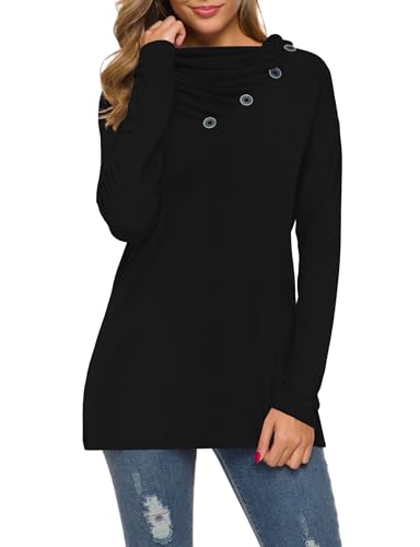 WEACZZY Women's Long Sleeve Shirts Button Cowl Neck Casual Loose Tunic Tops Blouse Dressy Fall Fashion 2025