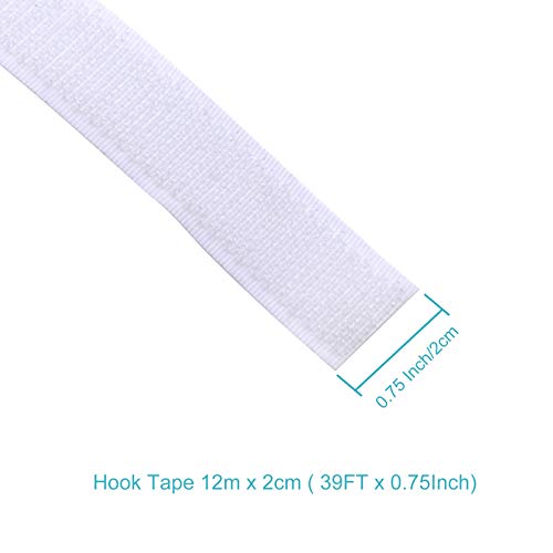 HOOMEE Ruban Adhésif Crochet pour Moustiquaires Magnétiques- Ruban à Crochets - (12Mx2 CM,Blanc)