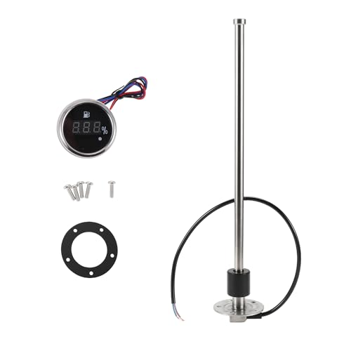 Motoforti Sensor de Nivel de Combustible con Medidor de para Barco de Marino 406mm Metal Tono Plateado