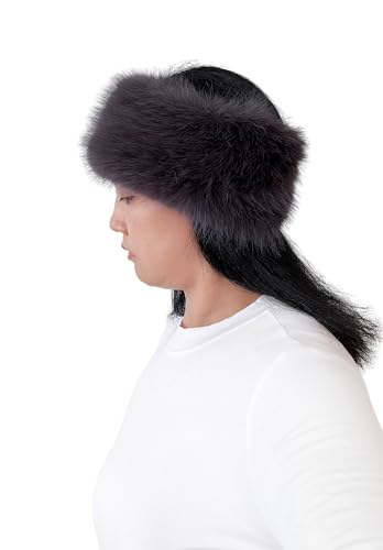 Lina & Lily Women's Winter Headband Head Ear Warmer Long Pile Faux Fur (Dark Grey) - Image 4