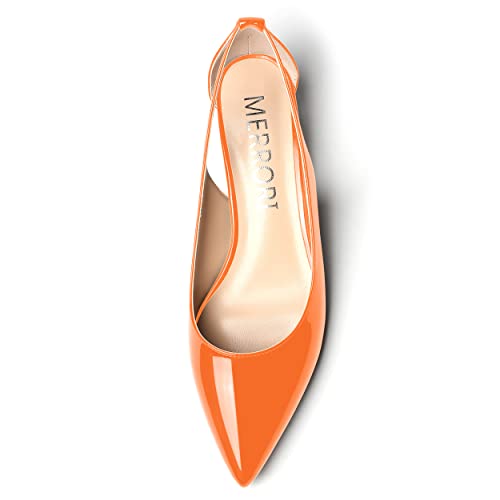 MERRORI Women's Pumps Kitten Low Heel Slip On Pointed Toe Dress Shoes Patent Leather Pumps Shoes 1.5 Inch3