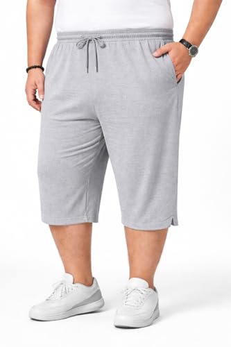 Image of Men's Plus Size Capri Pants | 3 /4 Cotton Shorts for Men | Comfortable Loose Fit | Big Size | Casual Summer Wear
